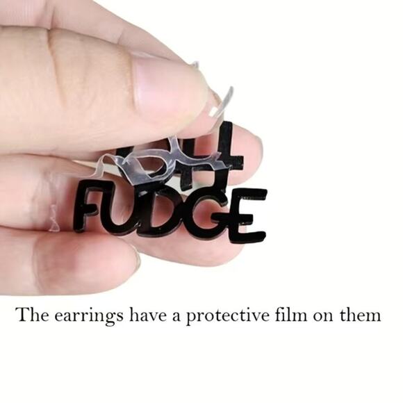 A Christmas Story "Oh Fudge" Ralphie red & black acrylic earrings - Picture 4 of 4